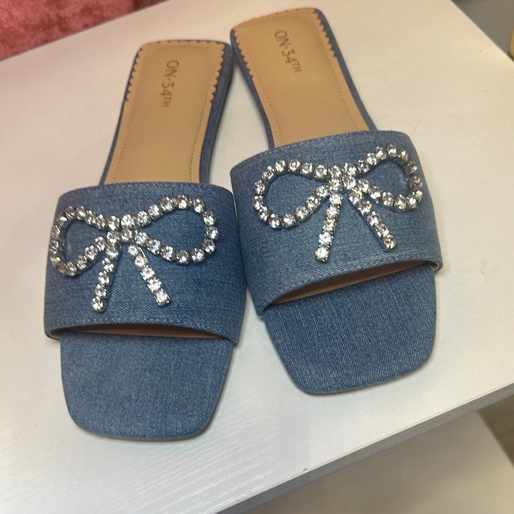 Blue Denim diamond  Women's Slide Sandals